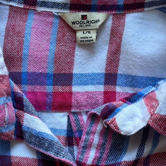Woolrich Dress Shirt Womens Large Pink And Blue Plaid Cotton Button up Shirt - Picture 3 of 6